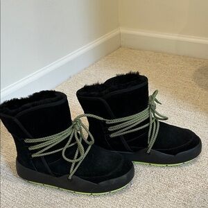 Black Suede Plush Snow Boots
